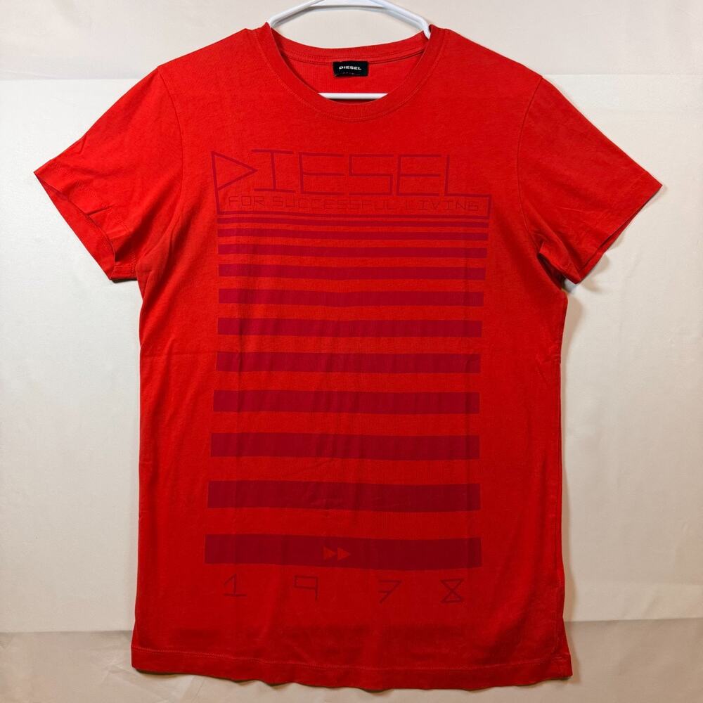 Diesel For Successful Living 1978 Graphic Red Crew Neck T Shirt Mens Size Small